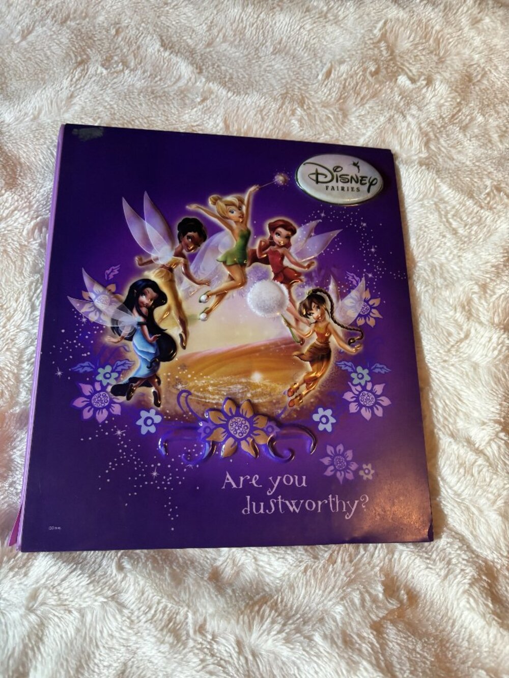 Disney Fairies Purple 3D Binder 1 Inch 3 Ring Elmer's Tinker Bell Vintage Y2K